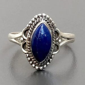 Pierścionek ze srebra próby 925 / Lapis Lazuli / Pierścionek w stylu boho / Obrączki damskie / Obrączka ślubna / Lapis Lazuli markiza / Niestandardowy rozmiar pierścionka od J do Z