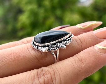 925 Sterling Silver Black Onyx Ring/designer Ring/handmade