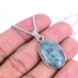 925 Sterling Silver Aquamarine Gemstone Pendant/Aquamarine Jewellery/Trendy Christmas Gift/Royal Elegant Jewellery/Special Gift For Wife