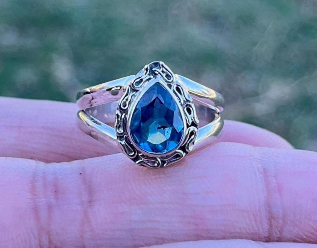 Silver London Blue Topaz Ring, Custom Size 4-14 Jewellery Gift