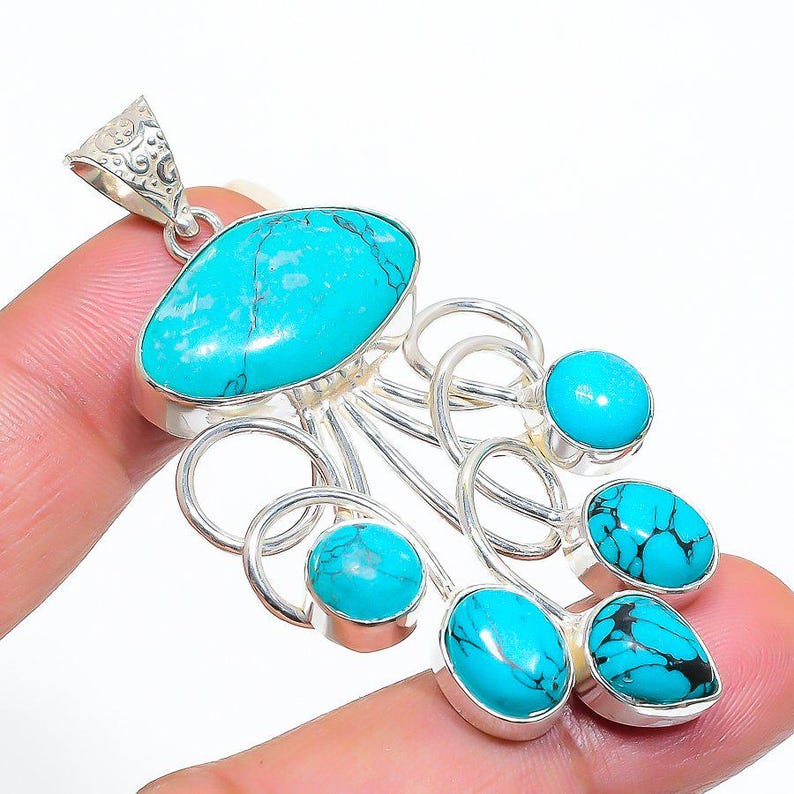 925 Sterling Silver Turquoise Pendant/pear Gemstone Pendant/daily Wear