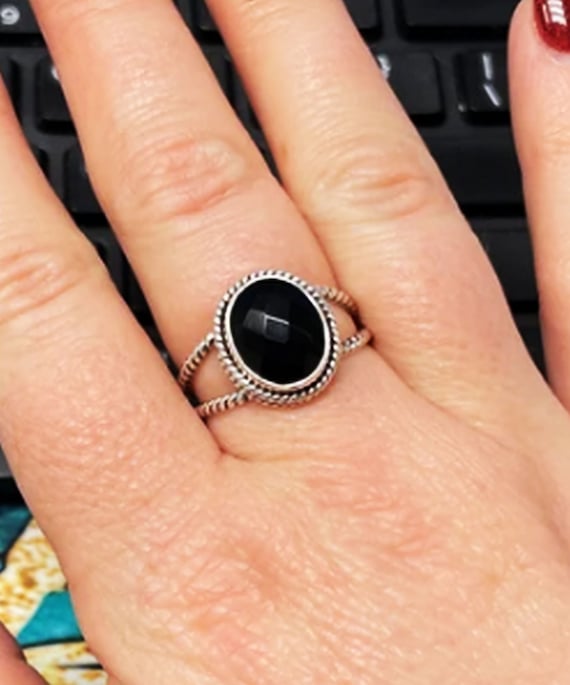 Black Onyx 925 Silver Ring(サイズ調節リング, 2 COLOR) Amazon.com: Black onyx Ring ~ Black Onyx ~ 925 Solid