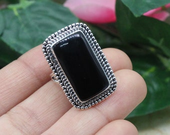 925 Silver Ring / Black Onyx / Big Huge Ring / Womens Rings