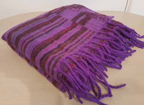 Super soft yak wool Fair Trade large blanket handmade in Nepal Blue