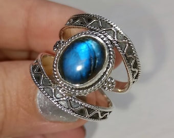 Anello fatto a mano con lapislazzuli: anello con pietra preziosa in argento sterling 925 - Italia