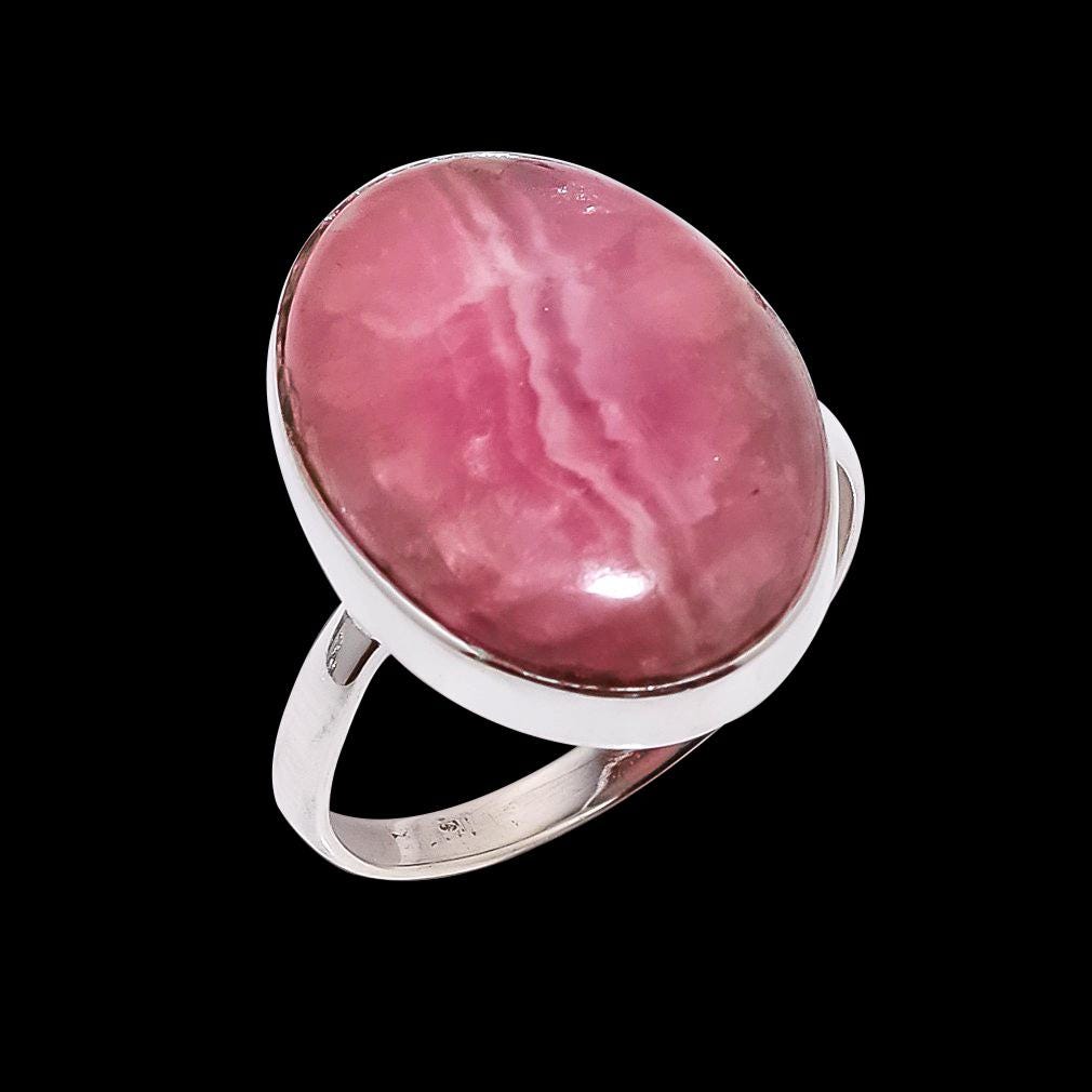 オーバルロードクロサイトリング、シルバー、ボヘミアンハンドメイド