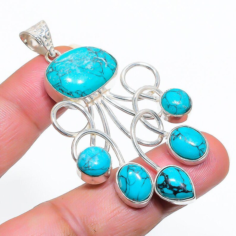 925 Sterling Silver Turquoise Pendant/pear Gemstone Pendant/daily Wear