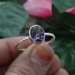 925 Silver Ring / Mystic Topaz / Jewellery / Womens Rings Bands / Birthday Ring / Oval Mystic Topaz / Customized ring size J to Z