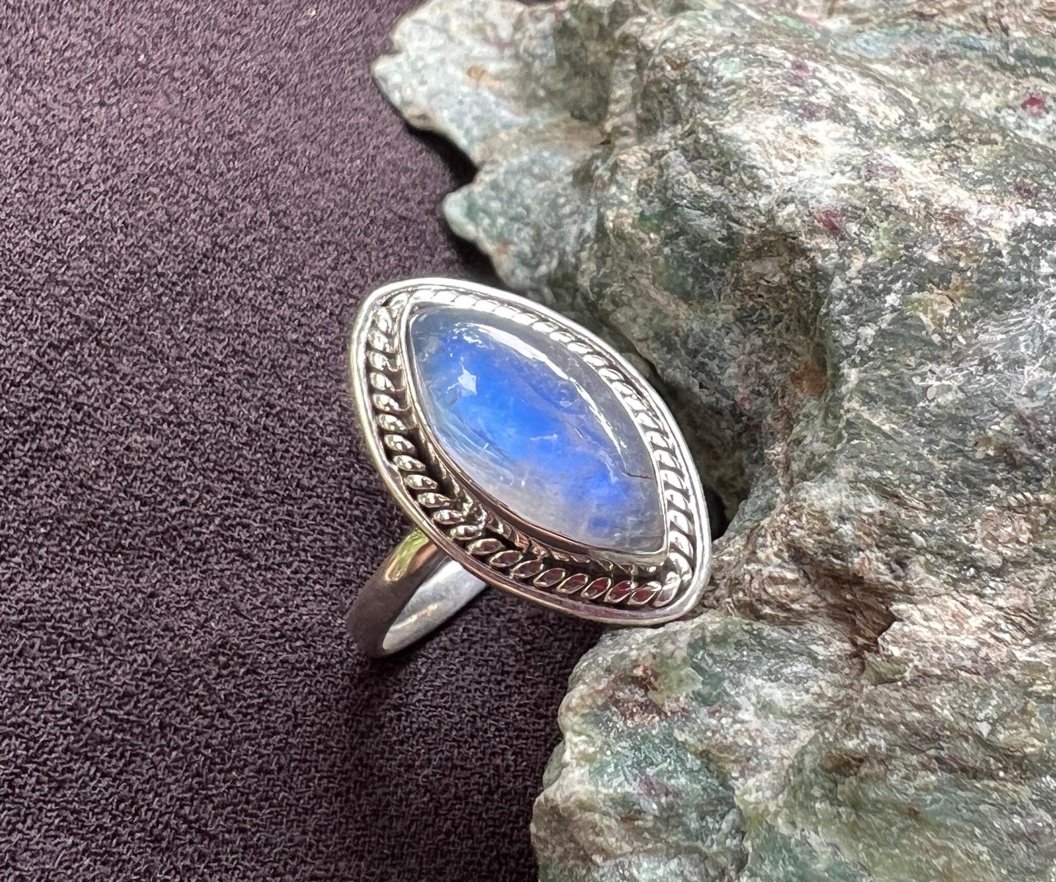 Anello In Argento Sterling 925 Massiccio Con Pietra Preziosa Di Luna - Foto 10