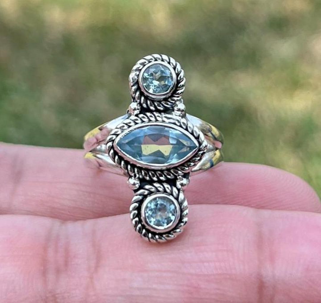 シルバーブルートパーズリング、マルチストーンジェムストーン