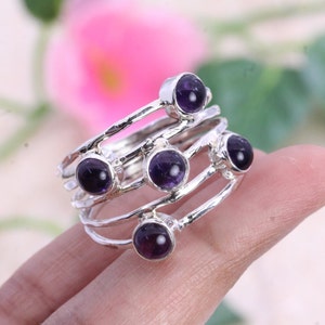 925 Sterling Silver Ring / Amethyst Ring / Designer Ring / Womens Ring Band / Wedding ring / Big Huge Ring /Customized ring size J TO Z