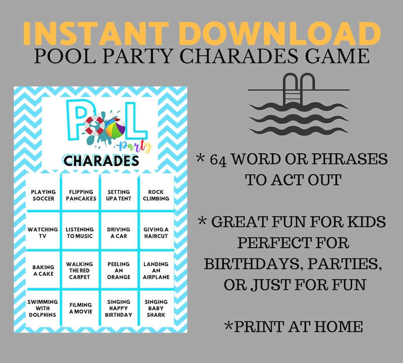 Pool Birthday Party Game Swimming Pool Party Game Beach | Etsy