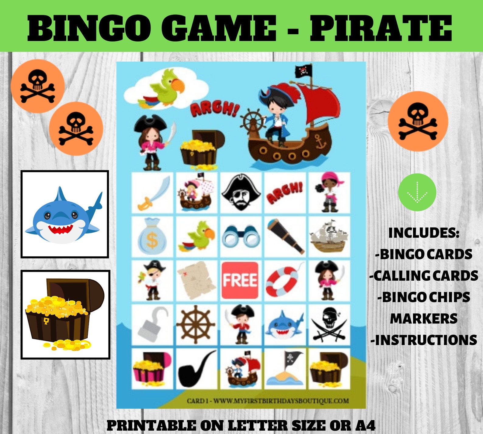 pirate-birthday-party-bingo-printable-game-pirate-bingo-game-etsy