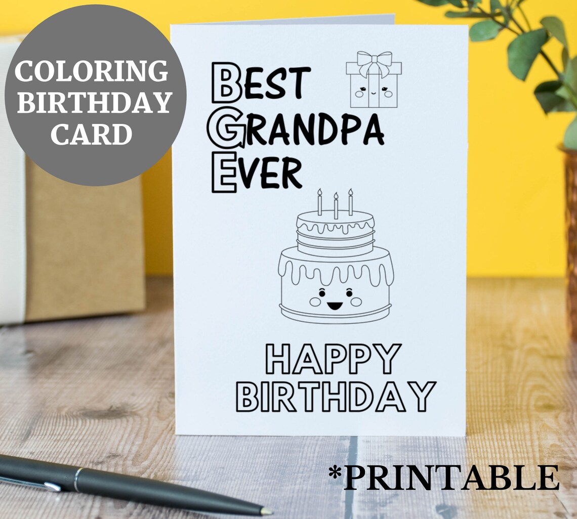 Printable Birthday Card For Grandpa From Kids Gift For Etsy