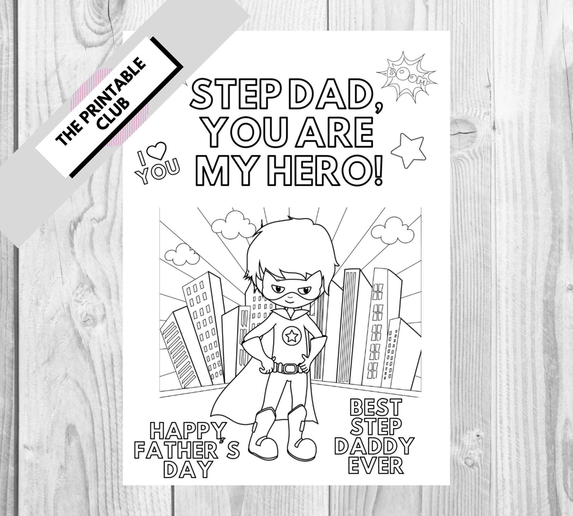 pic My Dad My Hero Coloring Pages step dad father s day card kids step dad gift my step dad is superhero father s day coloring page best step dad ever father s day