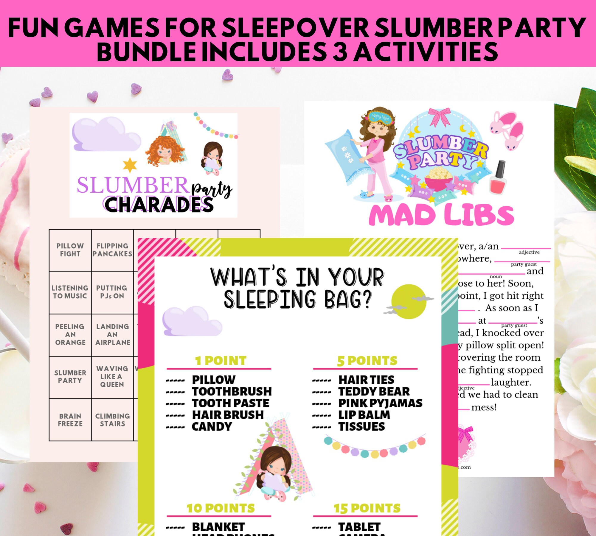 Party Supplies Sleepover Slumber Party Game Girls Sleepover Slumber Birthday Party Pancakes ...
