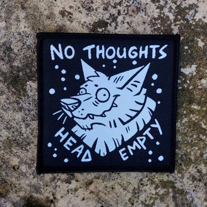 No Thoughts Head Empty, Wolf Patch, Patches for Jackets, Embroidered Patch for Bag, Furry Patch, Werewolf