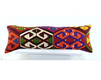 Livingroom Pillow UP00066 12 x 36 Kilim Pillow Cover Boho Kilim Pillow Handmade pillow Wool Kilim Pillow Decor Pillow