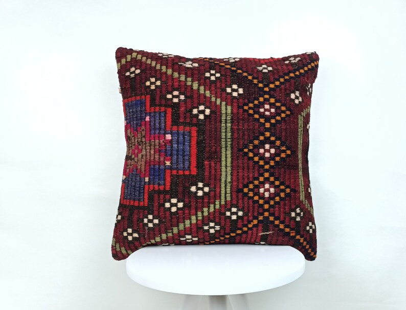 Throw Pillows Vintage Pillow Sofa Pillow Vintage Pillow 18x18 Kilim Pillow Geometric Pillow E337 Striped Pillow Cushion Cover