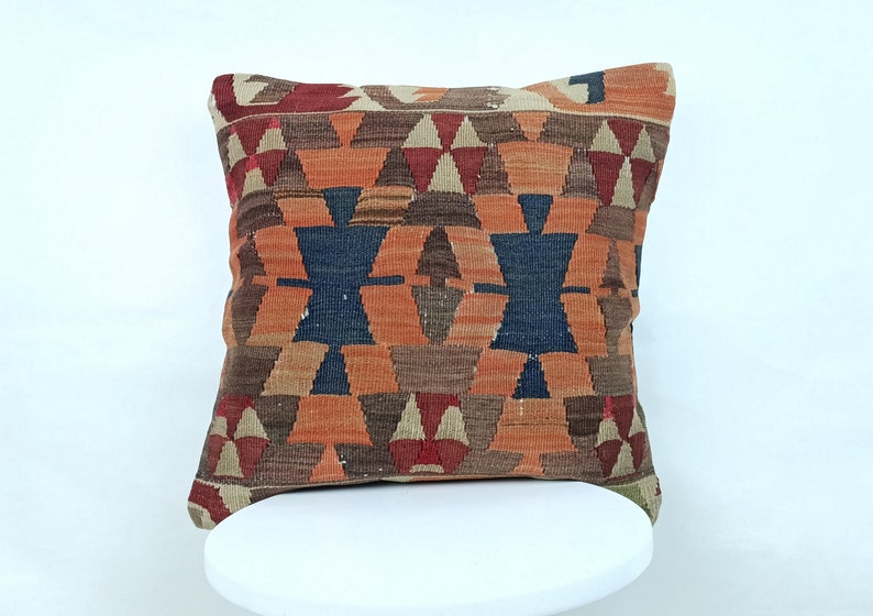 A395 18x18 Geometric Pillow Throw Pillows Kilim Pillow Cushion Cover Sofa Pillow Vintage Pillow Patterned Pillow Vintage Pillow