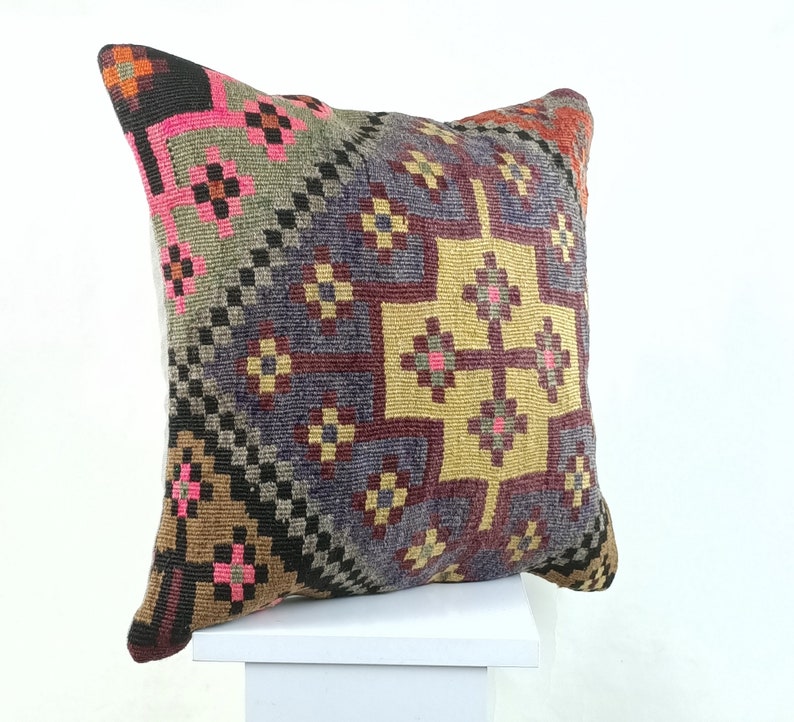kilim pillow kilim pillow cover turkish pillow 16x16 pillow cover floor pillow tribal pillow ethnic pillow A1162