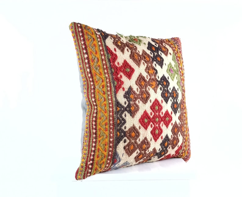 vintage pillow turkish pillow kilim pillow cover bohemian pillow E1321 kilim cushion cover 18x18 kilim pillow decorative pillow