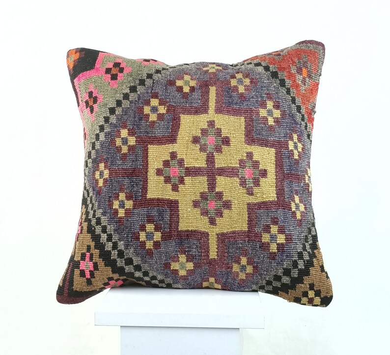 kilim pillow kilim pillow cover turkish pillow 16x16 pillow cover floor pillow tribal pillow ethnic pillow A1162