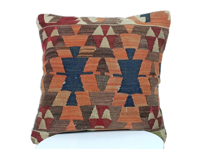A395 18x18 Geometric Pillow Throw Pillows Kilim Pillow Cushion Cover Sofa Pillow Vintage Pillow Patterned Pillow Vintage Pillow