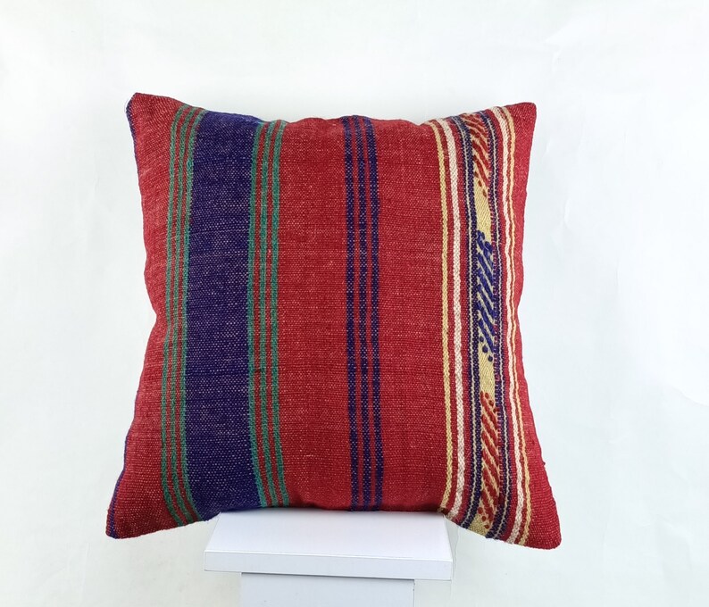 Kilim Cushion Cover A1448 Decorative Throw Pillow 18x18 Pillow Cover Bohemian Kilim Pillow Handmade Kilim Lumbar Sofa Aztec Pillow
