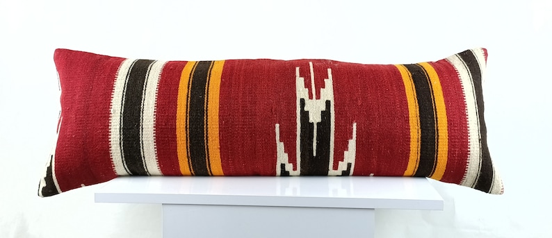 Turkish Kilim Pillow Embroidered Pillow 12x36 Tribal Pillow Lumbar Pillow Ethnic Pillow A1545 Pillow Cover Throw Pillow Sofa Pillow