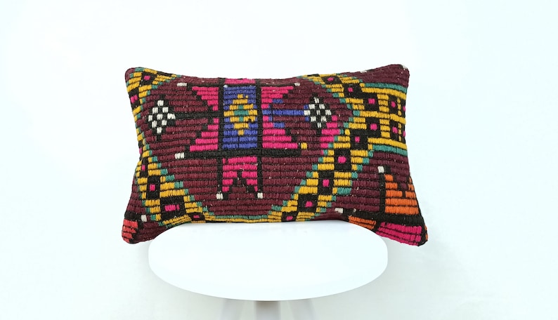 12x20 Kilim Pillow Aztec Pillow Geometric Pillow Home Decor Pillow E544 Cushion Cover Throw Pillow Brown Pillow Oriental Pillow