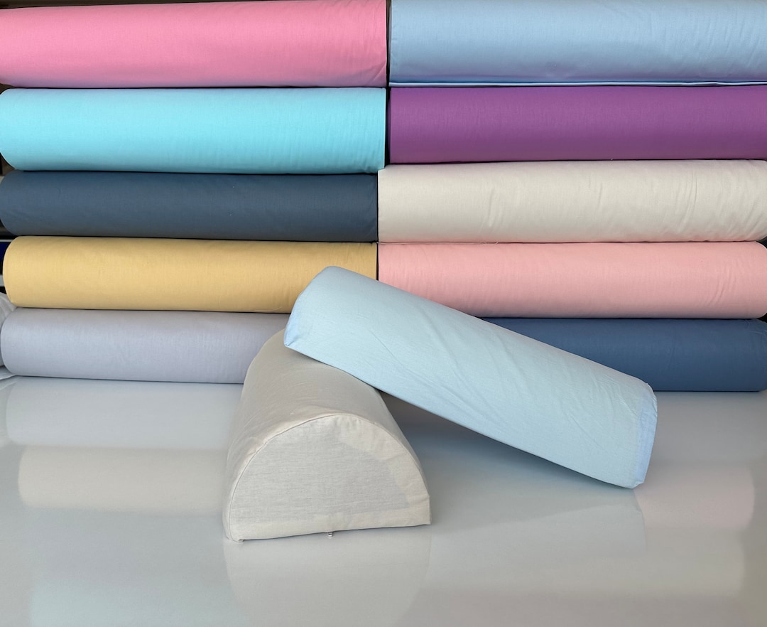 Cotton Fabric Half Moon Pillow Cover Custom Made Half Moon Bolster Case