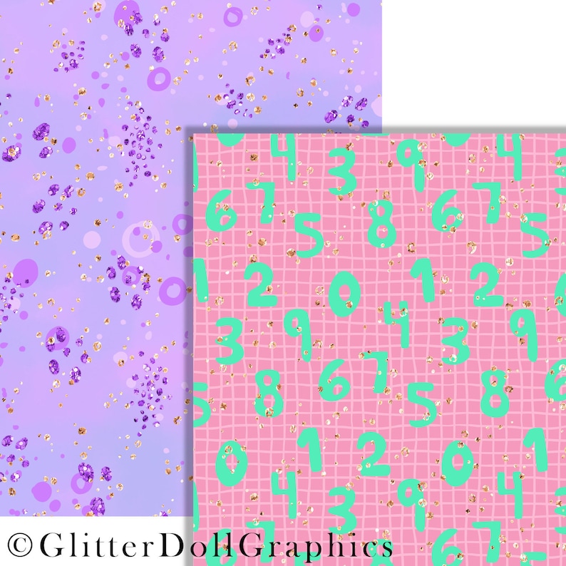 Green Abstract Purple Seamless Pattern Planner Stickers Glitter Paper Pink sch1 Back to School Basic Digital Paper Planner Graphics