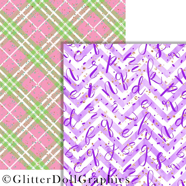 Green Abstract Purple Seamless Pattern Planner Stickers Glitter Paper Pink sch1 Back to School Basic Digital Paper Planner Graphics