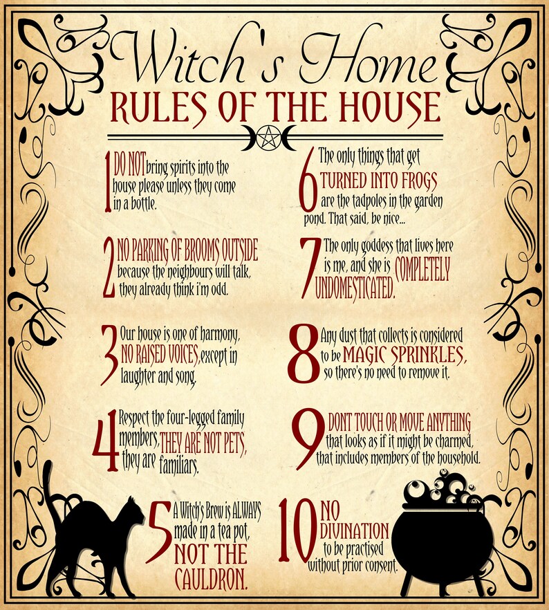 18x20 WITCH'S HOUSE RULES Poster Witchy Poster Witch Etsy