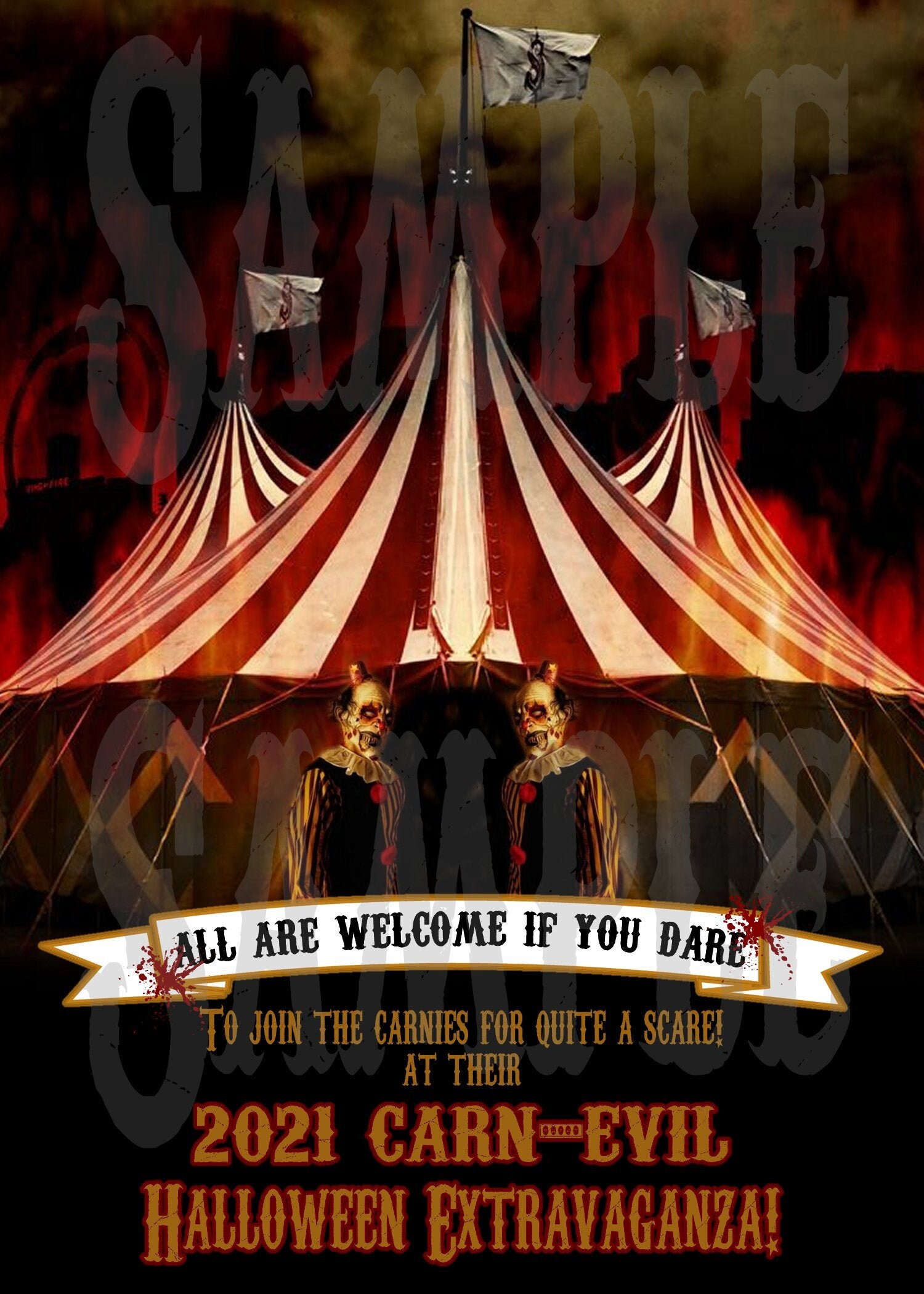HAUNTED HALLOWEEN CARNIVAL Invitation. Creepy Carnival - Etsy Hong Kong