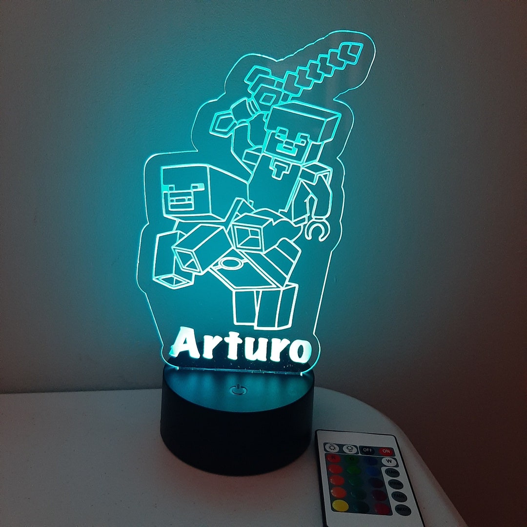 Personalized Minecraft Sign, Personalized Minecraft Night Light, Steve