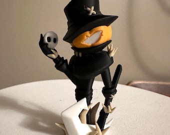 3D Printed Pumpkin Scarecrow Figurine by SuperPrints– Halloween Decor