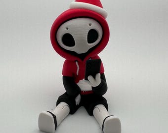 Holiday Hazy Designer Art Toy: 3D Printed Collectible Figurine with Santa Hat
