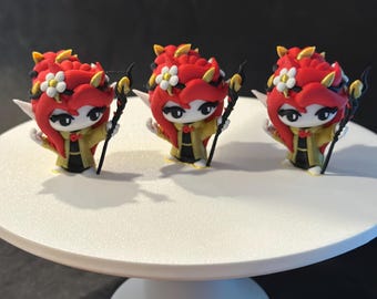 エルフ ドルイド ミニチュア - 赤毛、ゴールドアクセント - SuperPrints 3D プリントフィギュア