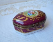 stunning Rare vintage French Limoges porcelain hand painted trinket box peint main