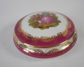 stunning collectable vintage French Limoges porcelain lidded trinket box jewellery box