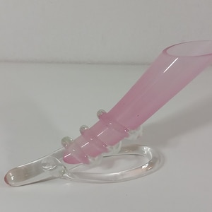 vintage French Hand Made irregular shaped Pink Coloured glass vase / French Décor / ornament