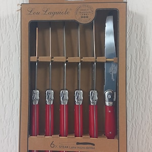 Set of six New Lou Laguiole stainless steel steak knifes / table knifes
