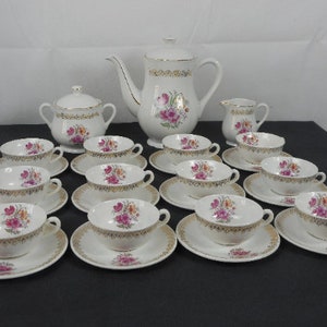 vintage French porcelain 27 piece tea set / coffee set