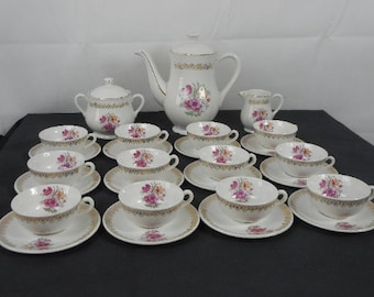 set da tè/caffè vintage in porcellana francese da 27 pezzi