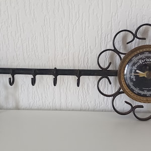 vintage French elegant shaped decorative metal key hanger barometer / French Décor
