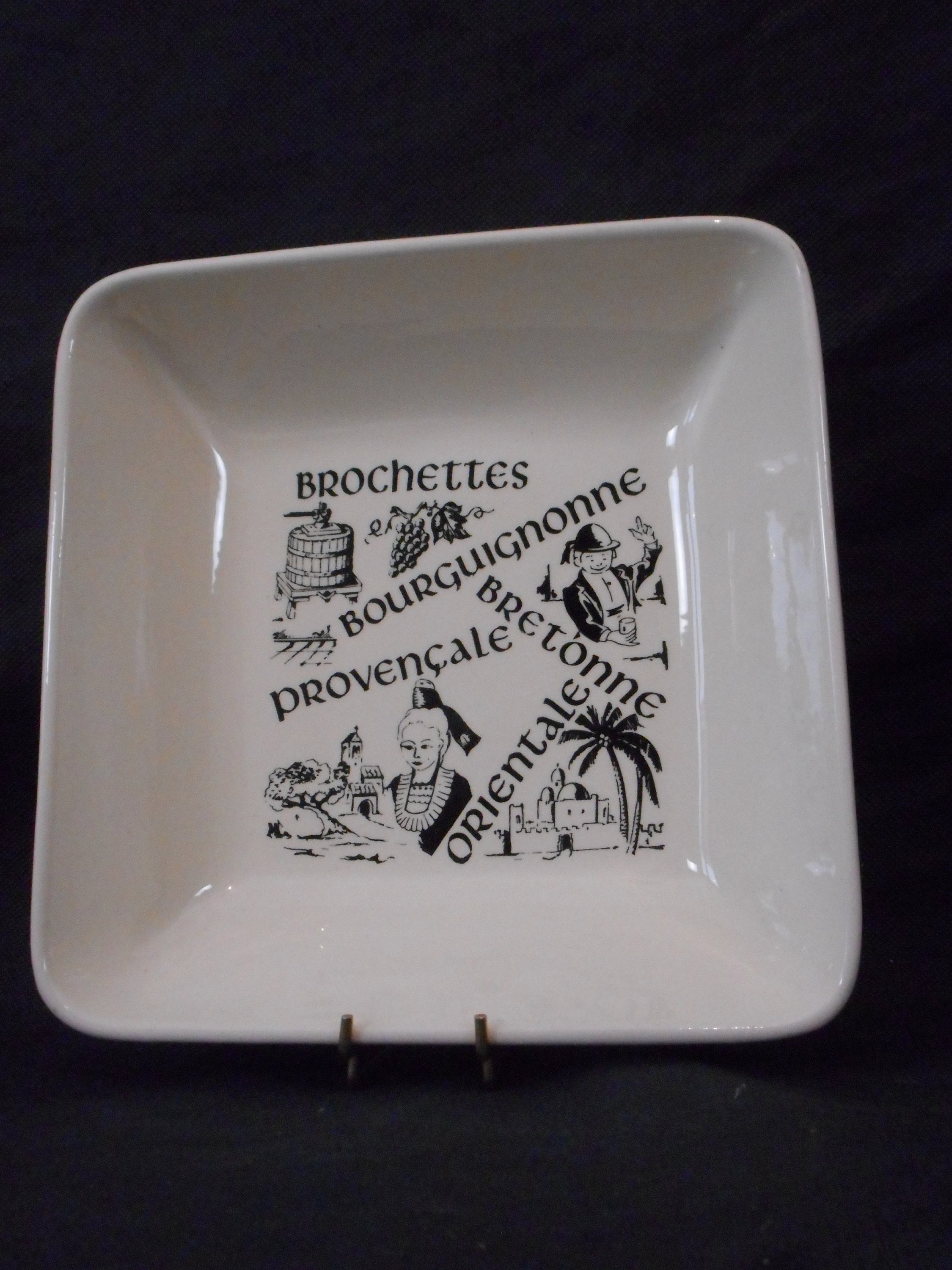 Vintage Français Gien France Céramique Kebab/Brochette Saladier