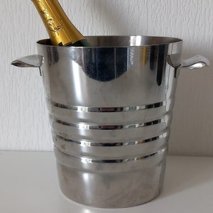 vintage French stainless steel champagne ice bucket / Barware