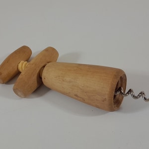 Collectable vintage French hand made wooden cork screw / barware